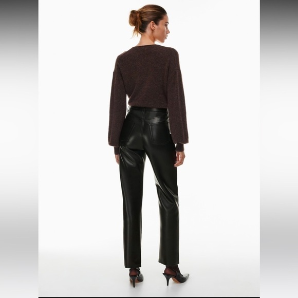 Aritzia Wilfred Black Faux Vegan Leather Melinda Pants Size 00 - Picture 3 of 14
